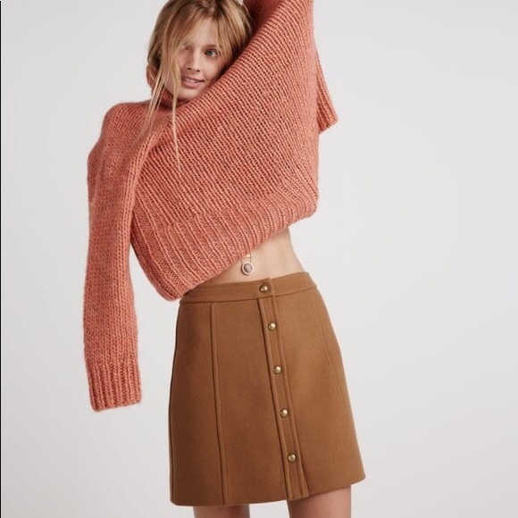 Madewell Dresses & Skirts - Madewell Snapfront Camel Wool Mini Skirt